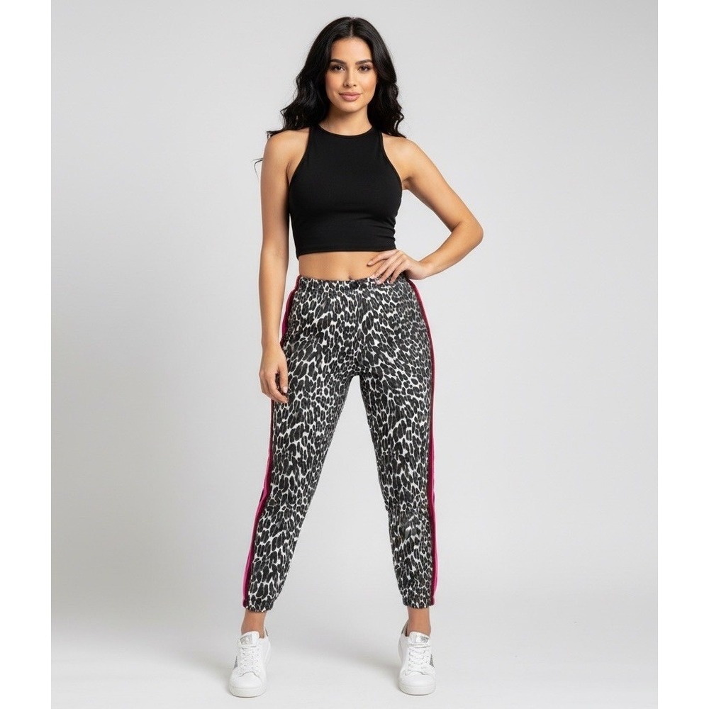 MOTHER The No Zip Misfit Jogger Pants Women's Size 26 Jungle Eyes Animal Print
